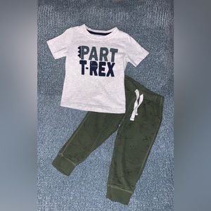 Carter’s “Part T-Rex” Shirt with Green Dino Pants